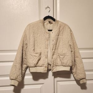 corduroy puffer bomber jacket